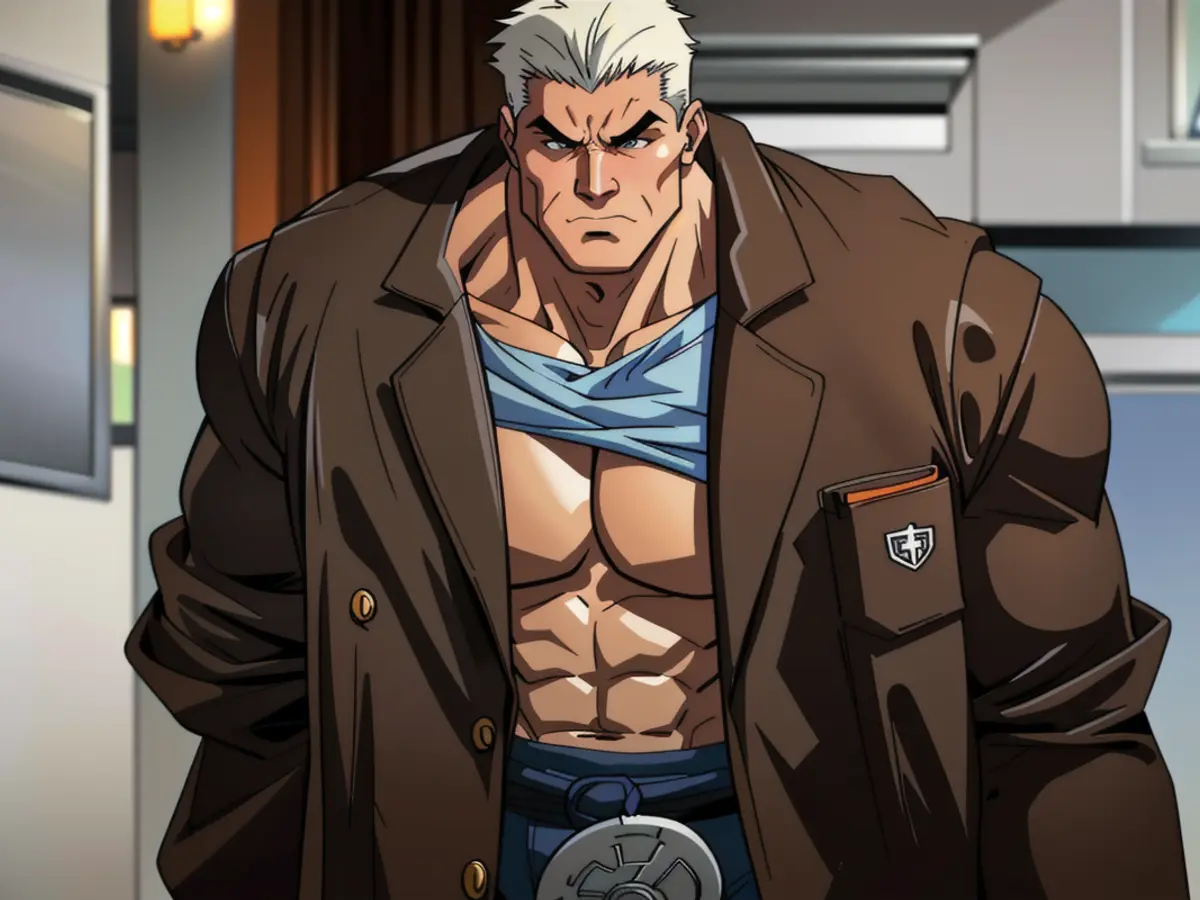 Person donning a brown blazer in outfit selection.