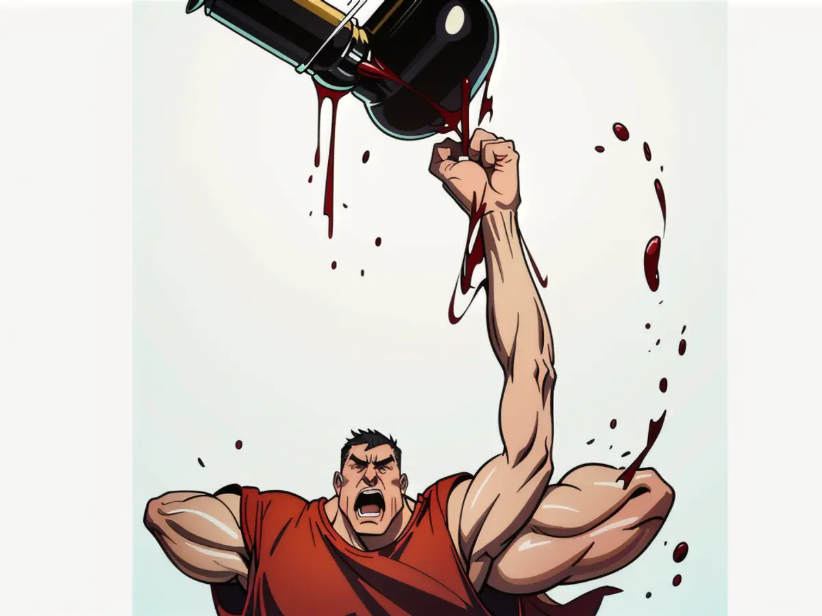 Wine spilling from the corkstopper Wine spontaneously flowing from the cork.