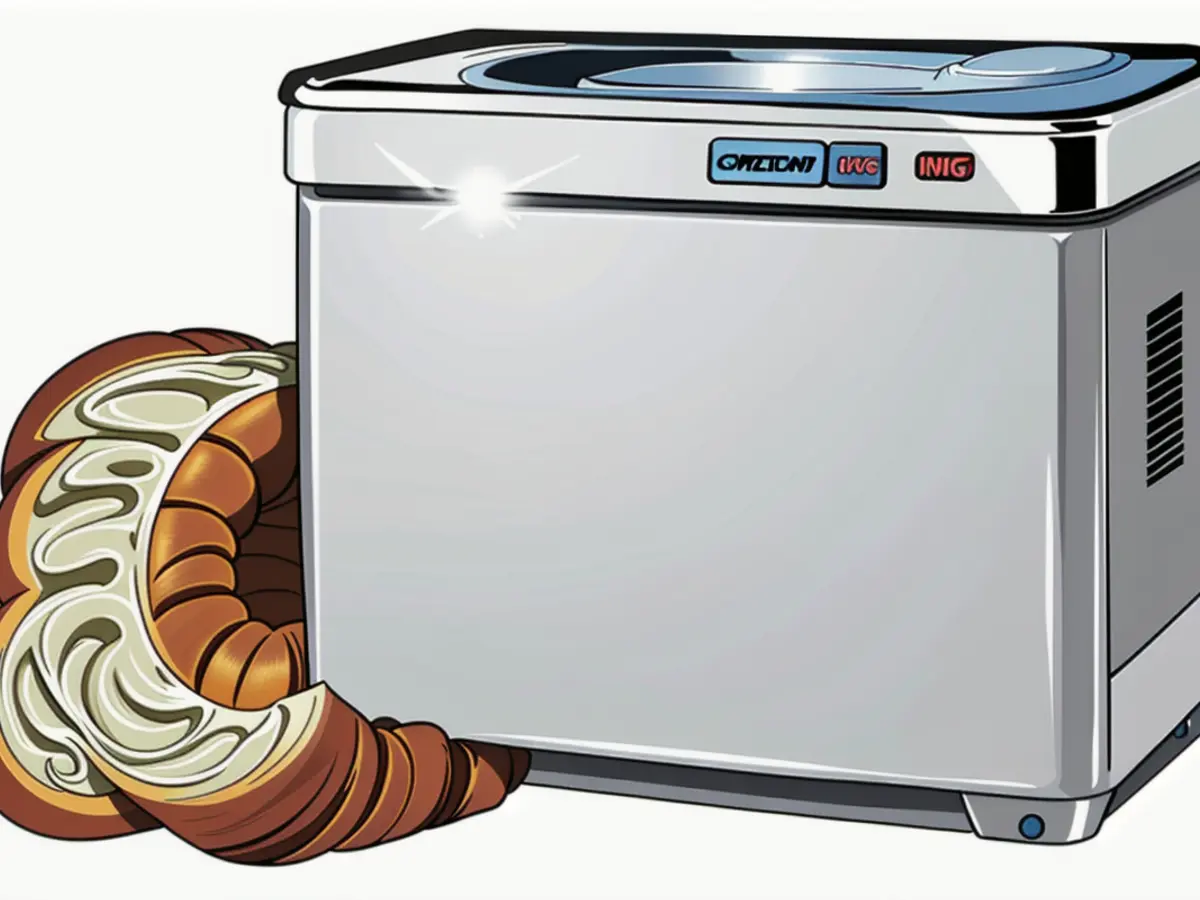 Bread maker from Cuisinart, featuring a swirl pattern loaf, closely positioned.
