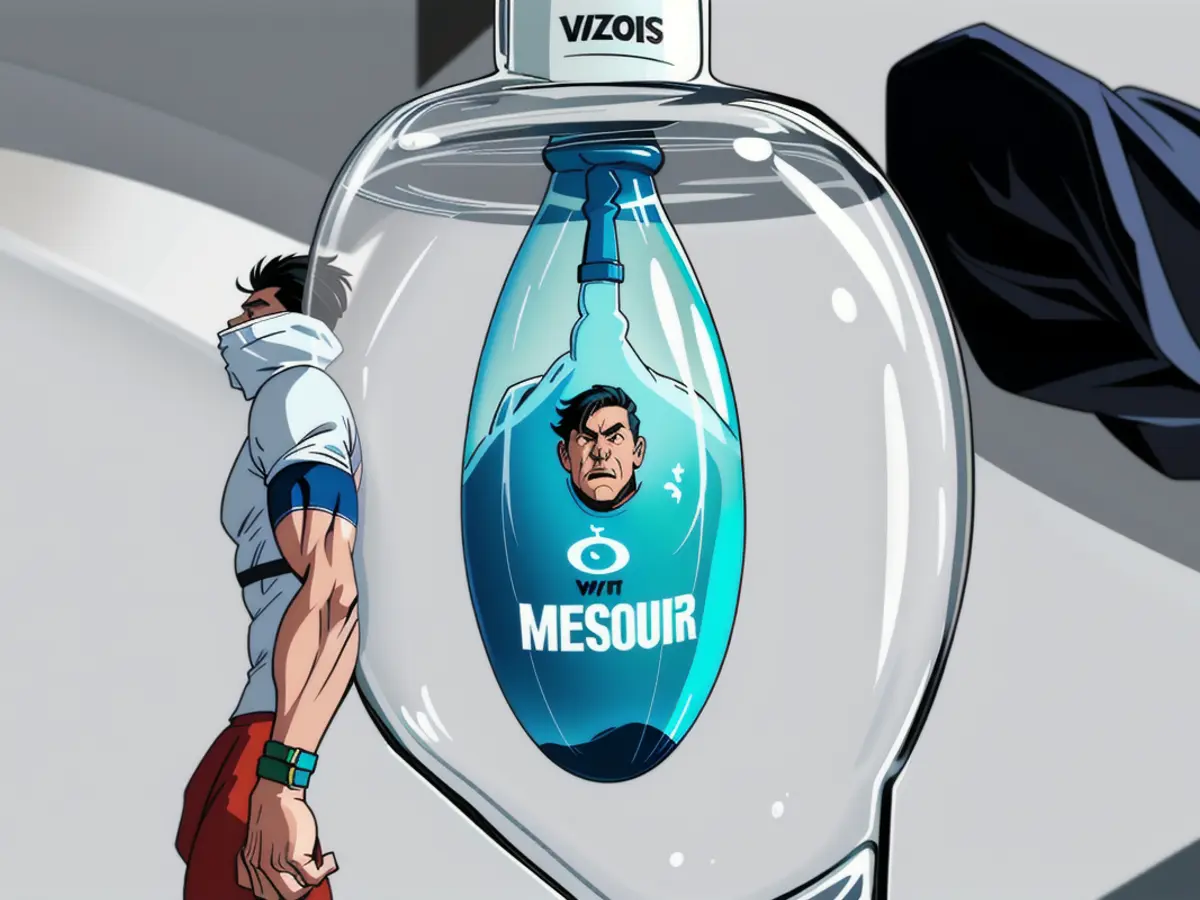Hydration Tracker Shaped Like a Teardrop, Secured on a Silicon Band, Connected to a Glass Water Bottle Water bottle accessory featuring a teardrop-shaped hydration tracker slides onto a silicone band, securing it to the glass water bottle.