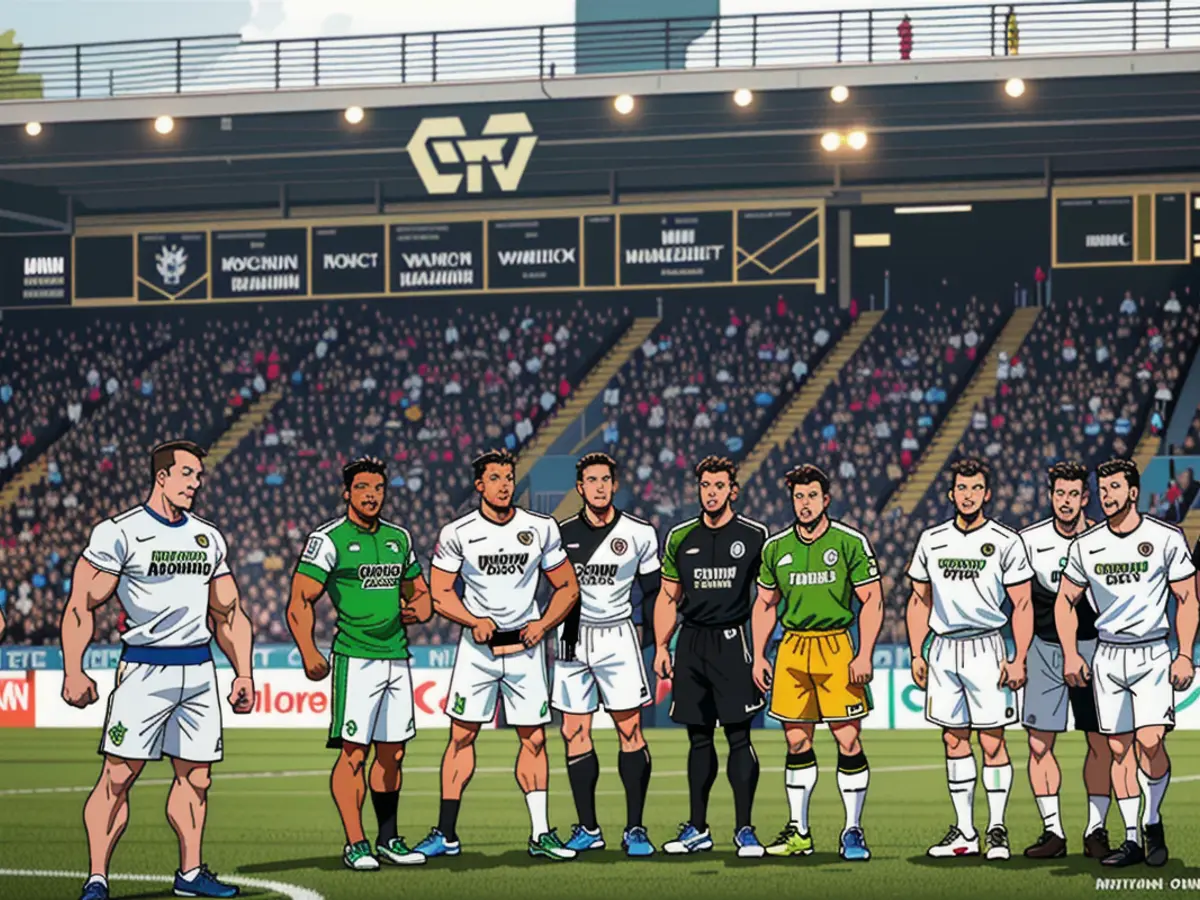 Fans viewing Borussia Mönchengladbach players following their game at FC St. Pauli pictured in...