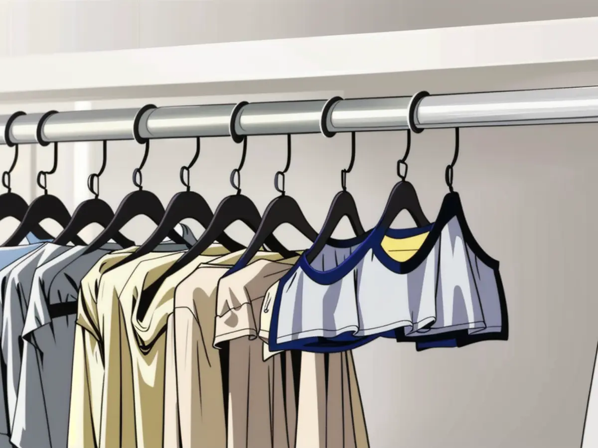 Hangers of black velvet reside in a vibrant storage area Velvet hangers of black hue occupy a well-lit wardrobe space.