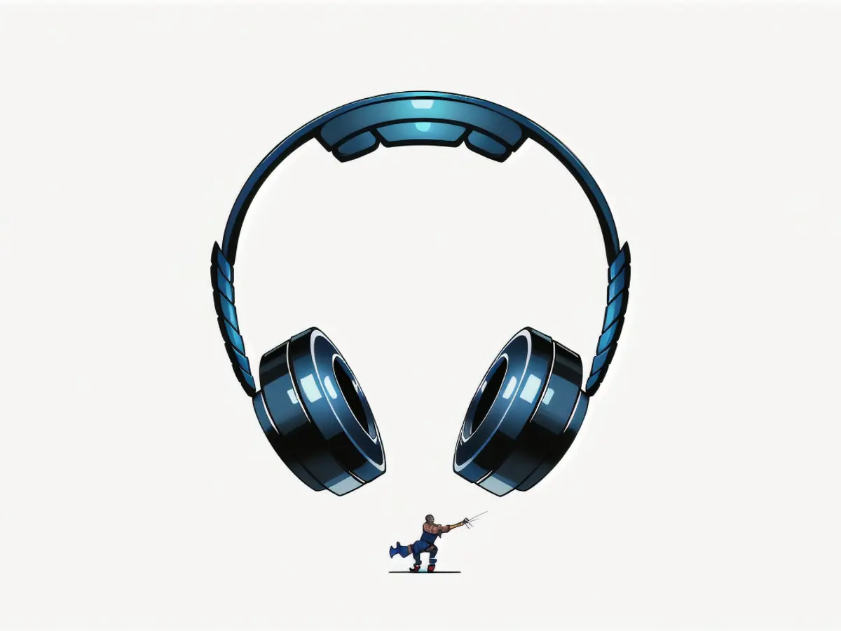 Earphones designed for audio immersion. Audio-enhancing devices for personal use, identified as headphones.