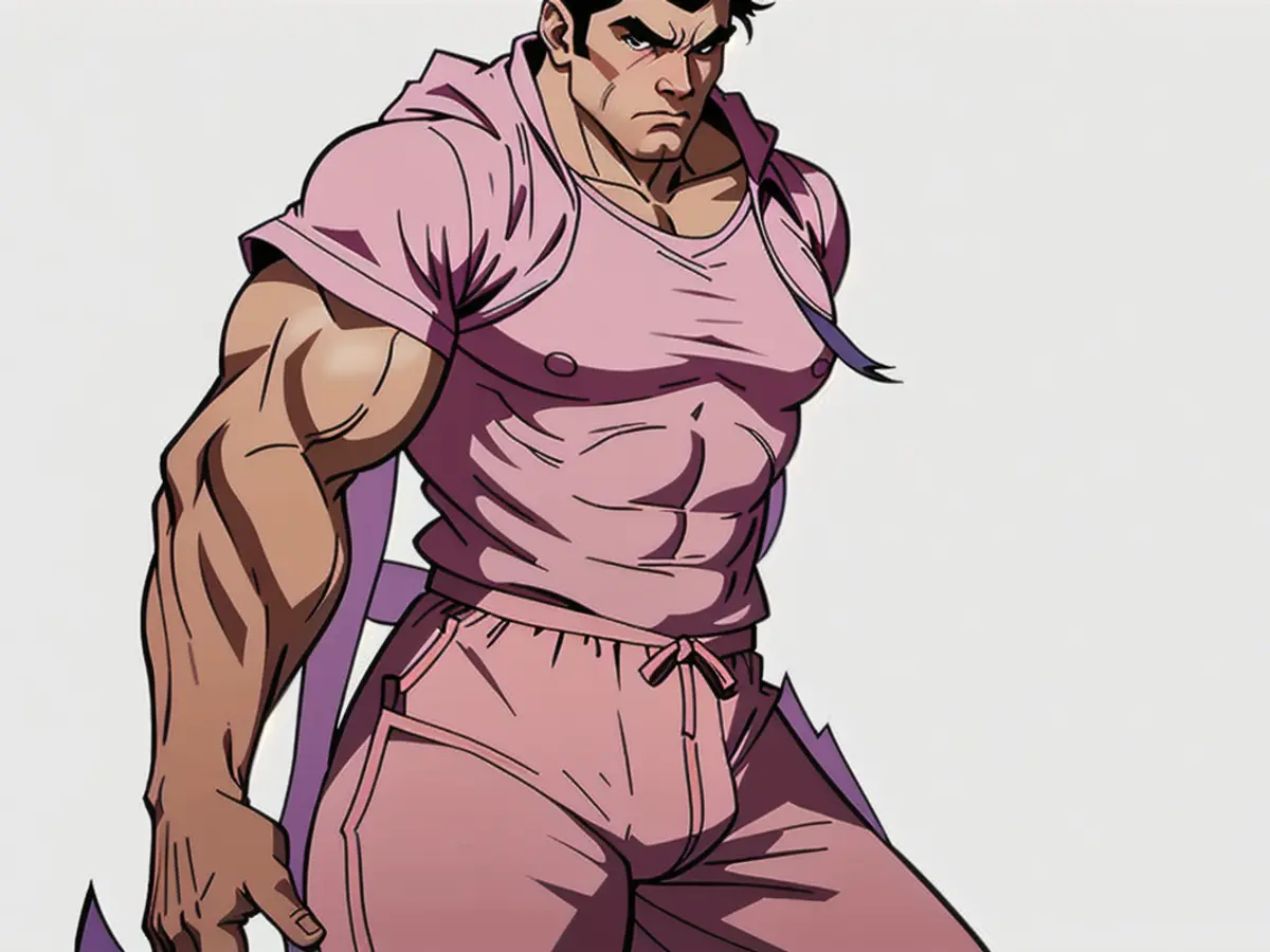 Individual wearing a collared pajama set, featuring a short-sleeved top and capri bottoms, adorned with rosy pink piping. Individual sporting a short-sleeved collared pajama top paired with capri bottoms, both adorned with rosy pink piping.