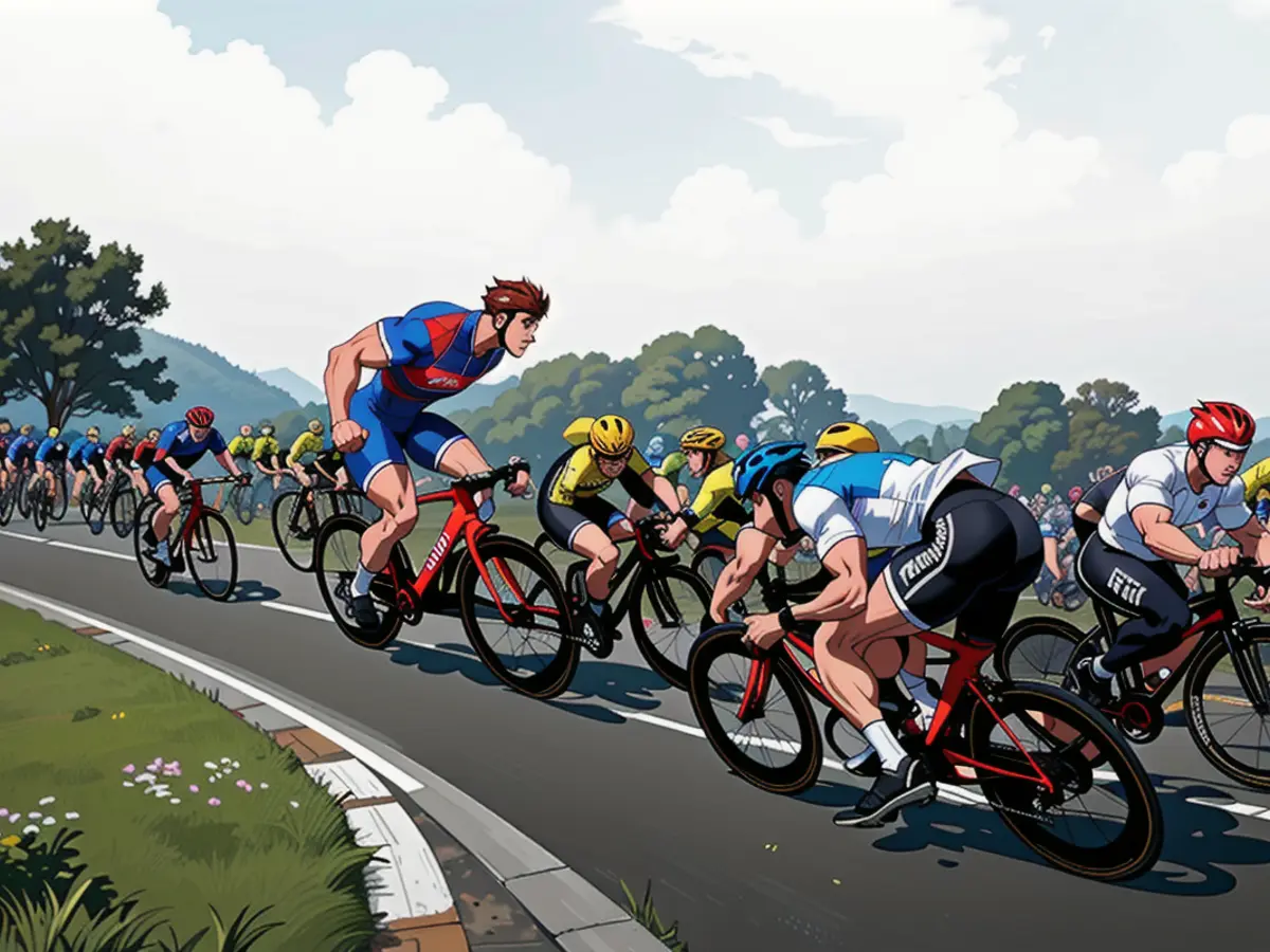 Riders contend in Stage 2 of the 16th Hainan Cycling Tour race Cyclists contend amid Stage 2 at the 16th Hainan Cycling Race competition.