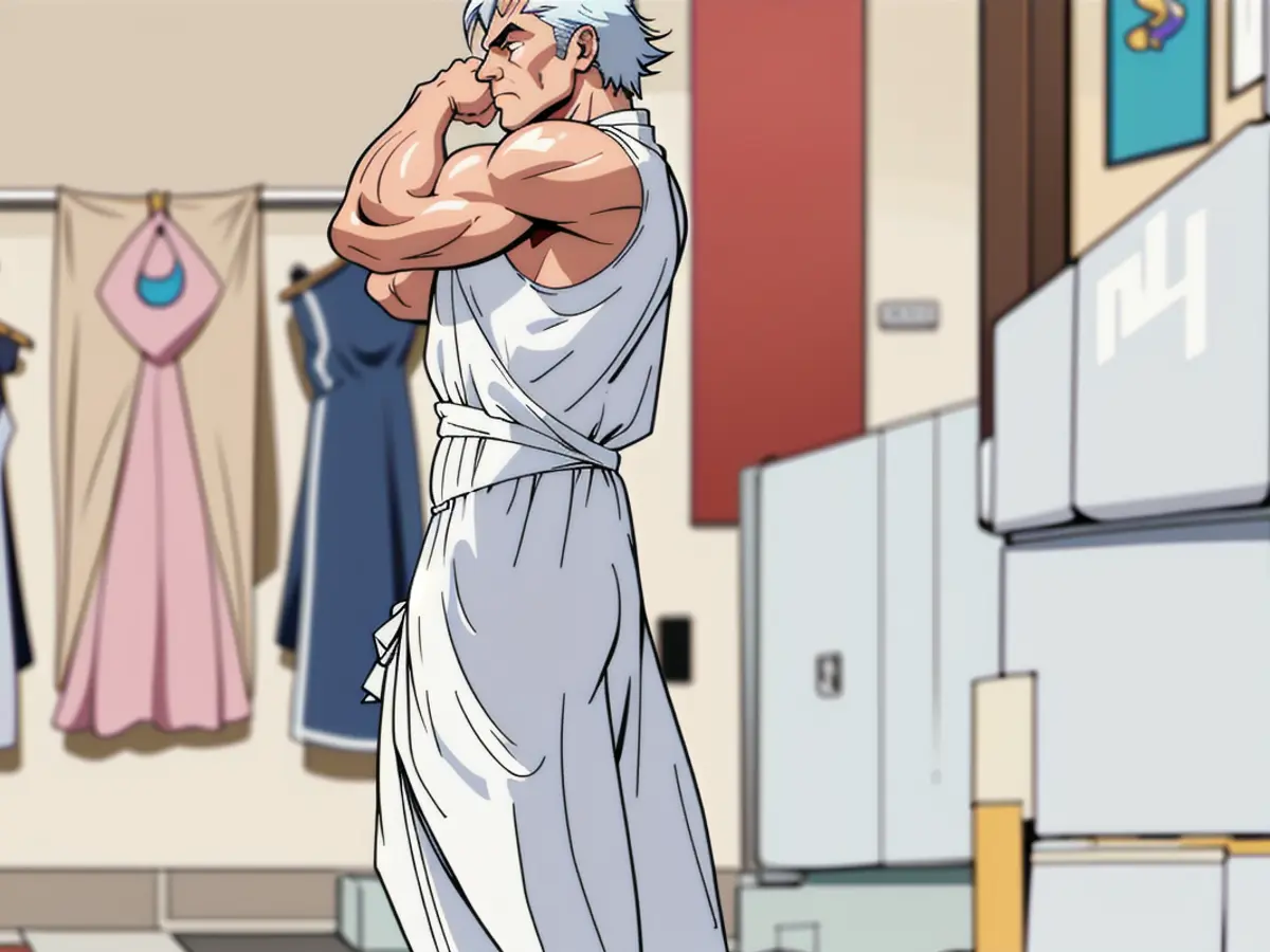 Man wielding firearm threatens crowd, public safety compromised TV character, aged 47, dazzled in a fitting, shimmering ensemble featuring a modern square neck design.