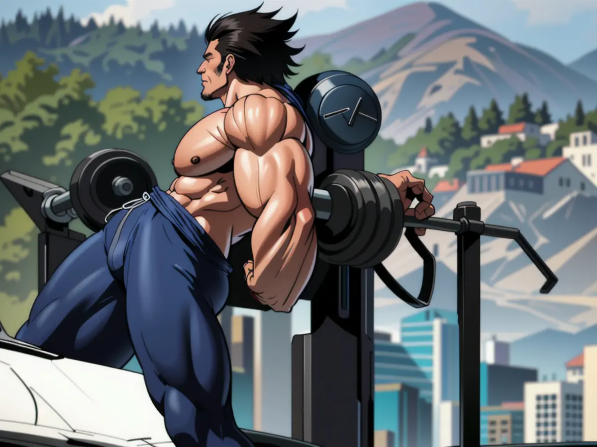 Unedited depiction: Man brandishing a knife in public street confrontation. Police in Nowa Soł, Lubusz Voivodeship, successfully navigated a stranded laboring woman to the hospital on September 21, following her car's immobilization due to flooded roads. The heavy rainstorm resulted in extensive flooding in the area, rendering several roads impassable for numerous vehicles. The tense rescue operation unfolded as the pregnant woman's car became stuck.