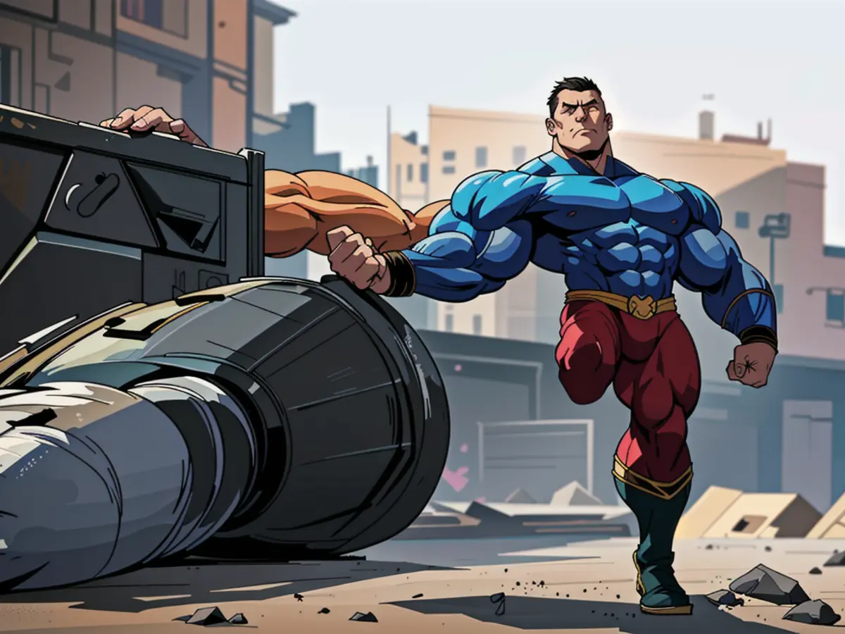 Person depicted in the image displays a defiant expression, arms crossed and walking away in a determined manner. The surrounding area appears to be a desolate wasteland, with a dim and ominous sky. In the background, a group of armed individuals can be seen approaching a distant building. The figure in the foreground is identified as John Doe, a known fugitive on the run from authorities. UK conducts air strikes on Yemeni buildings presumed to be Houthi drone production facilities