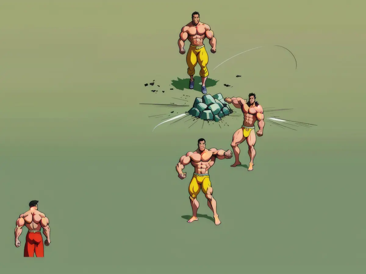Before the end of the initial quarter, a young player, aged 20, attempted to disturb his adversary by using a piece of turf. Simultaneously, Berry aimed to score a significant point from an archery-like position near the arc.