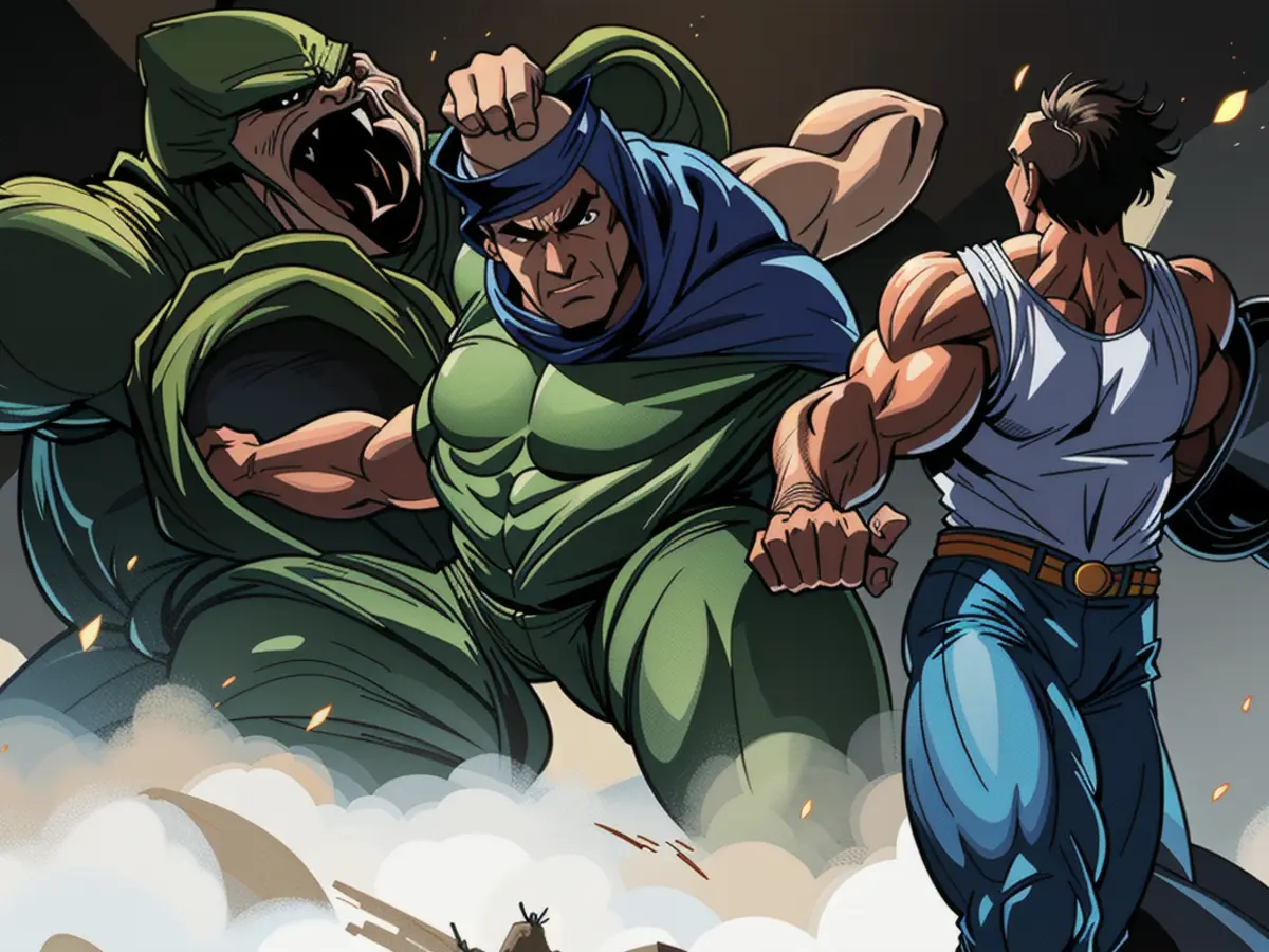 Picture of former President Donald J. Trump standing on a balcony, with a stern expression on his face, waving at a crowd below.