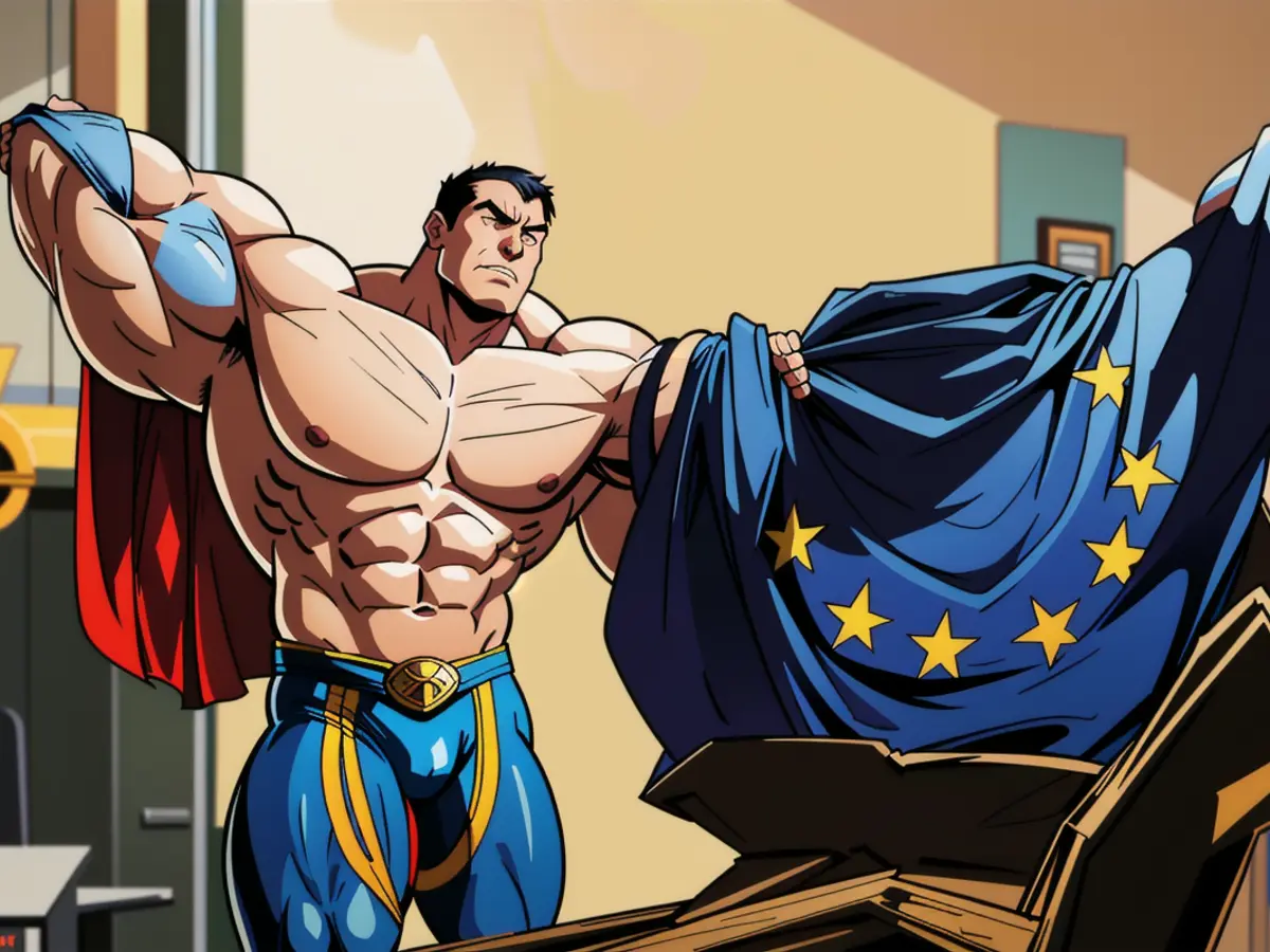 Person depicting a controversial political figure, standing sternly with a red Polarized Views on EU Unveiled in IBRIS Survey: Divide Among Poles Reveals Broader Political and Social Fractures, as Economic Benefits and Enhanced International Standing Are Cited as Positives by EU Supporters