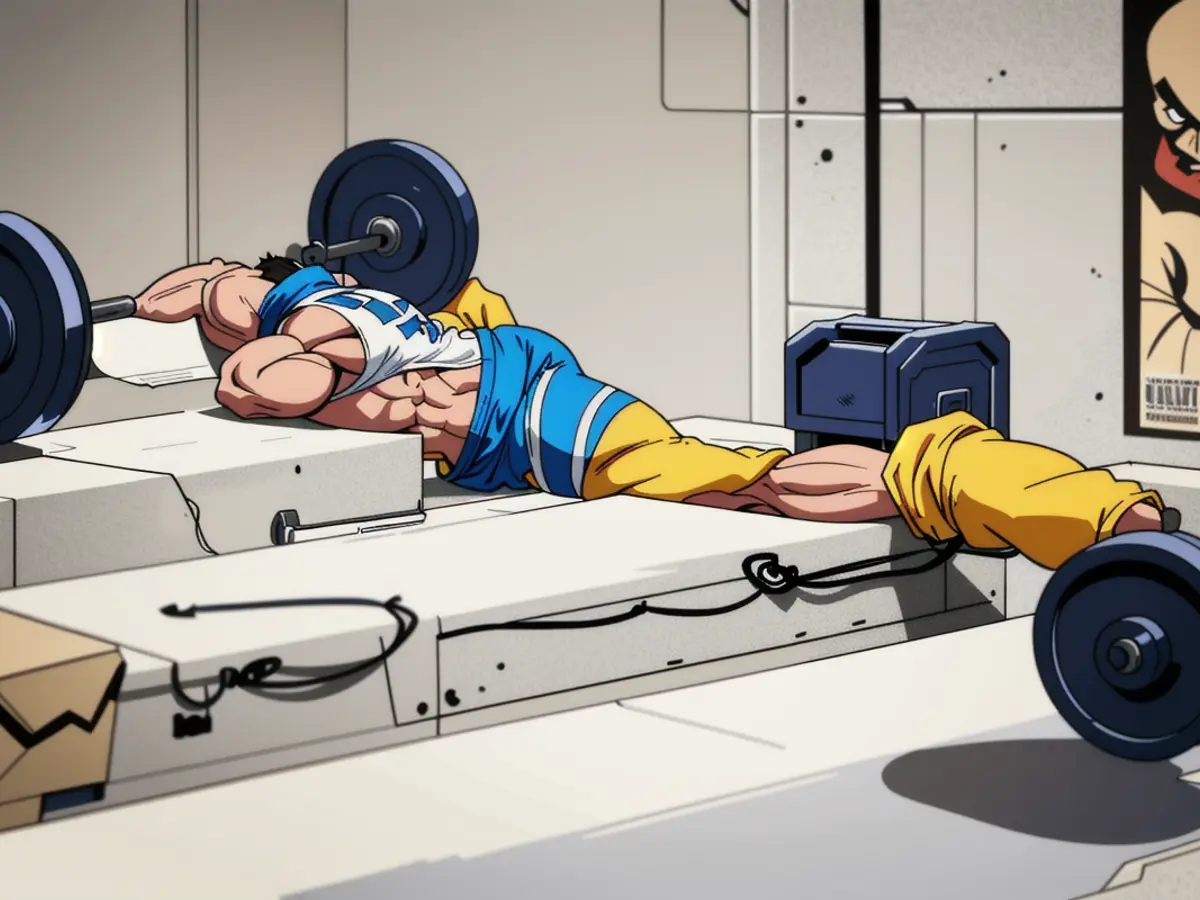 Liver King, previously confessing to steroid use in 2021, is observed performing workout routines involving a weight sled on Fremont Street in Las Vegas.