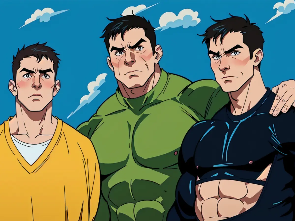 Described image: Extreme right-wing activist rallying, flaunts offensive banners and chants hate speech. Center figure, Jan-Ole Gerster, poses alongside actors Jack Farthing and Sam Riley at the Berlinale premiere.