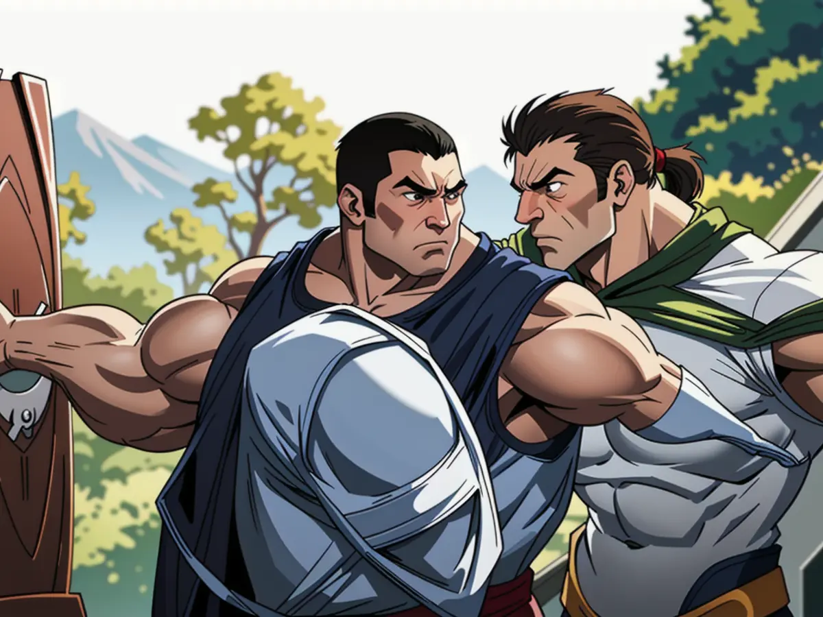 Kim Jong-un, North Korea's ruler, flanked by his military generals, showcased weapons in a...