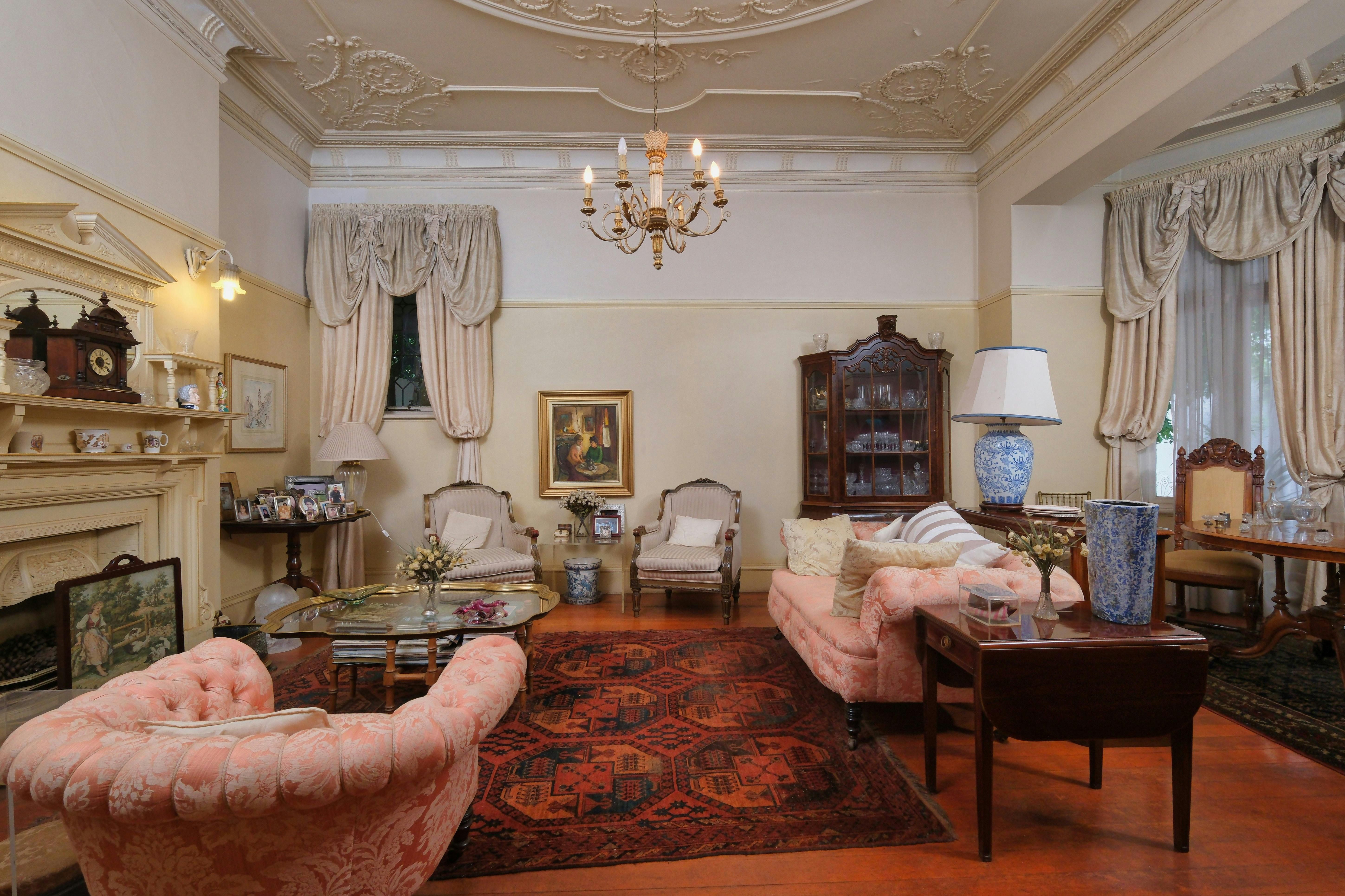 Living room's plush carpet under foot Living room's centerpiece floor covering