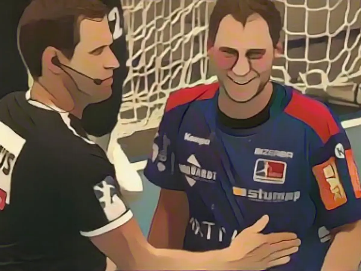 Referee pats handball star on the stomach