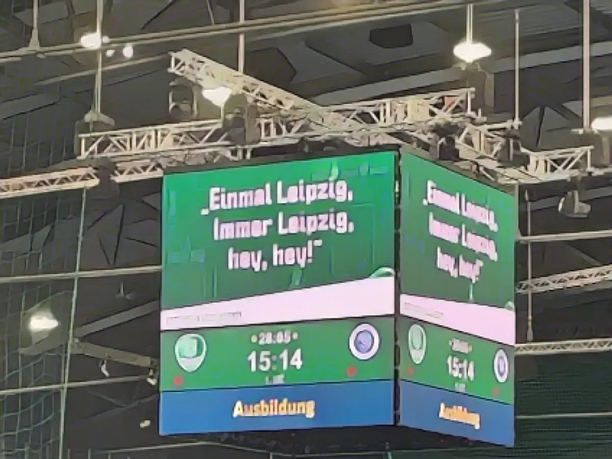 Cheering support for the Leipzig fans