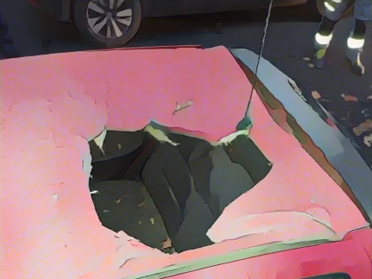 A meteorite shredded this car roof