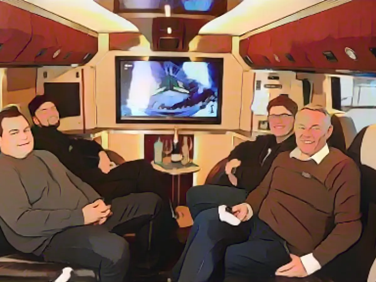 We travel to work in the celebrity tour bus