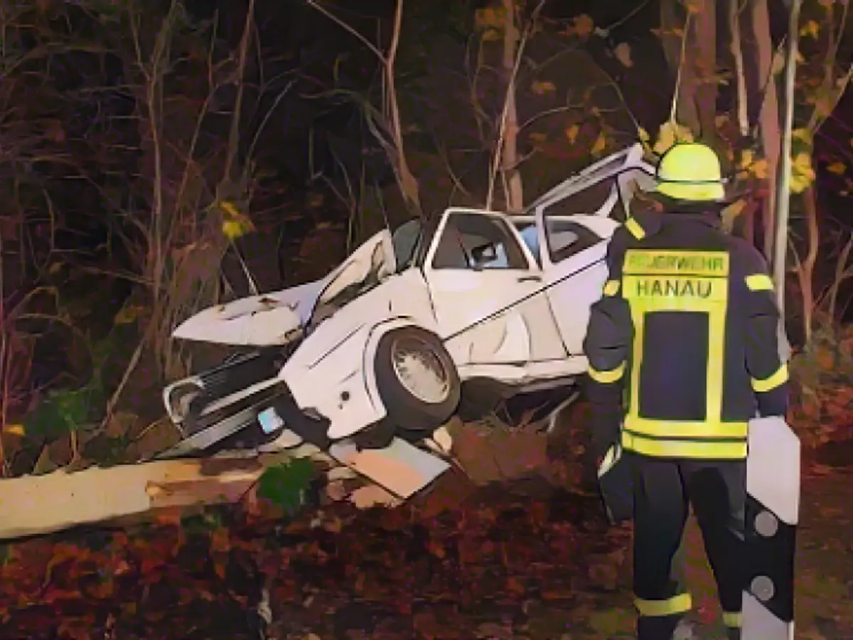 Golf 2 vintage car uproots tree