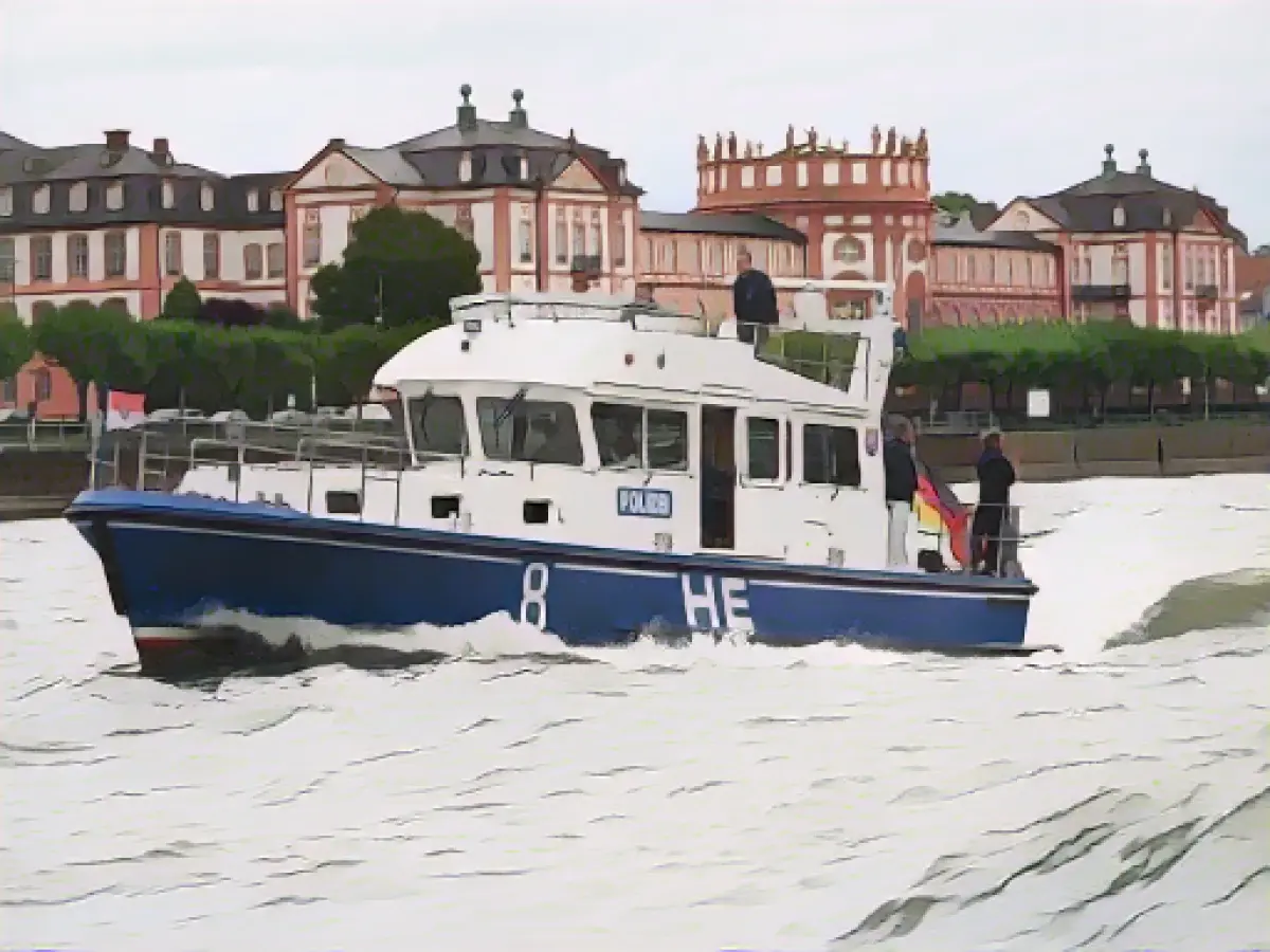Passenger ship with passengers drifts on the Rhine