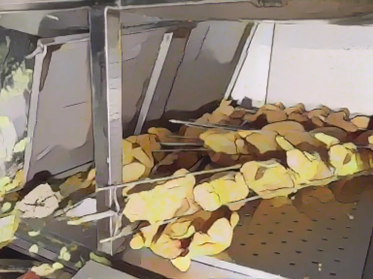 Chicken snack bar crosses a country road