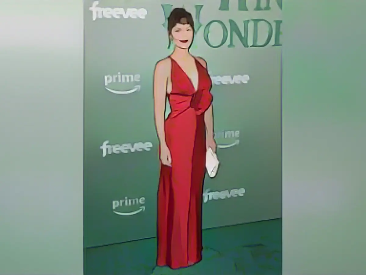 In a trendy outfit at a Christmas party