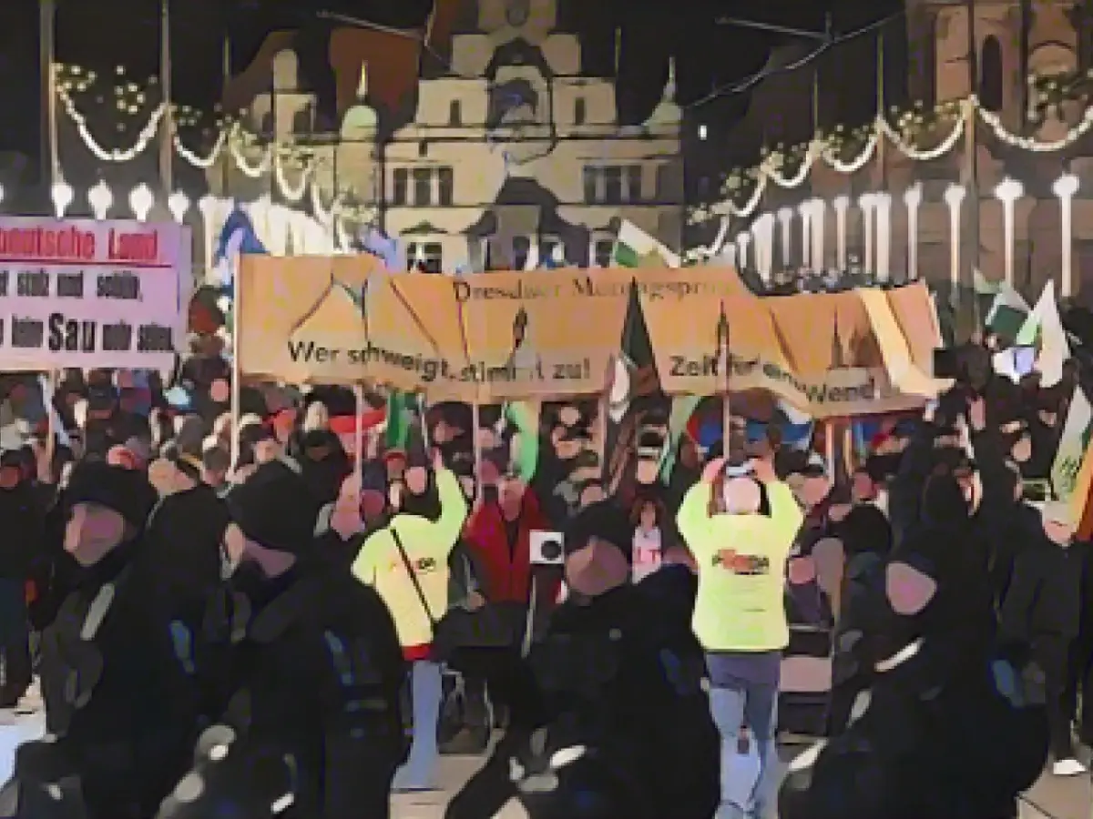 Pegida demonstration moves through Dresden city center