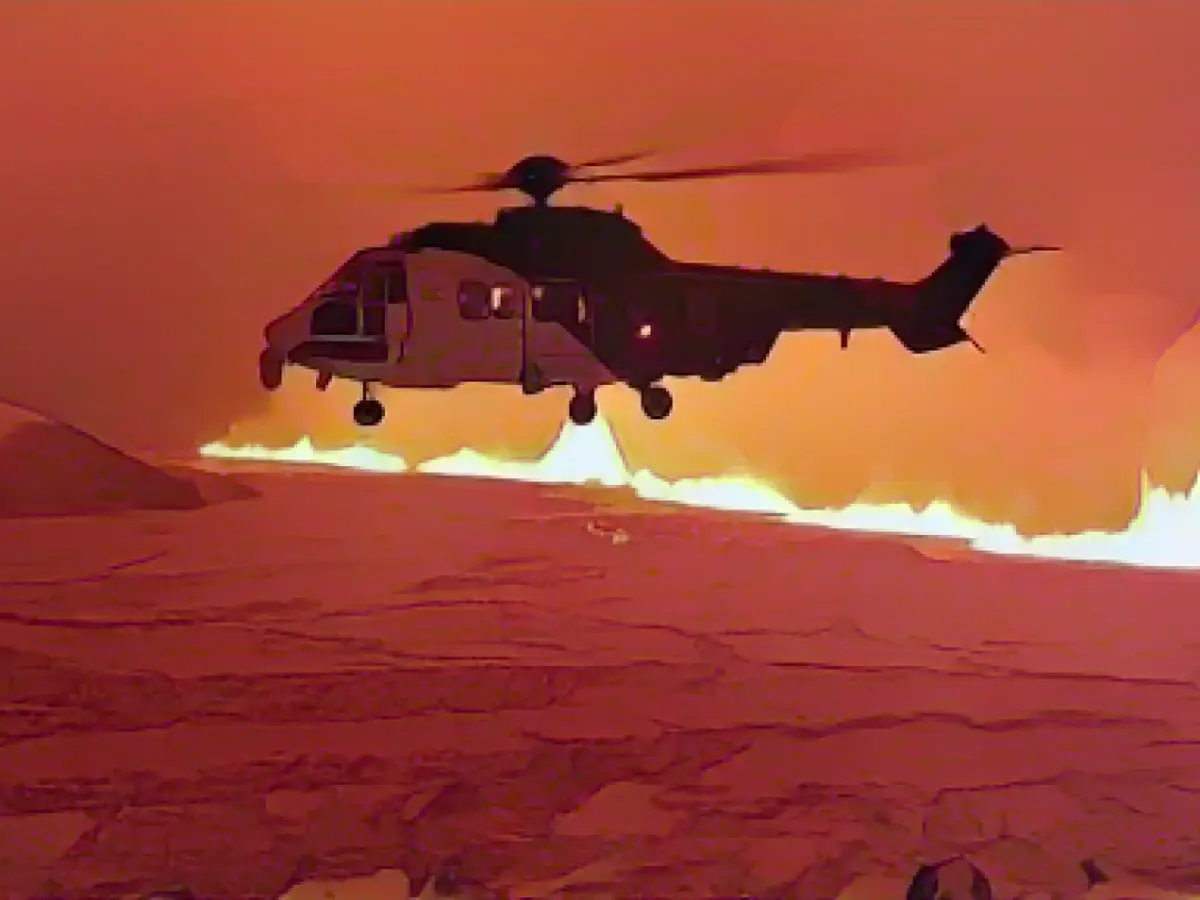 Volcanic eruption in Iceland with huge lava fountains
