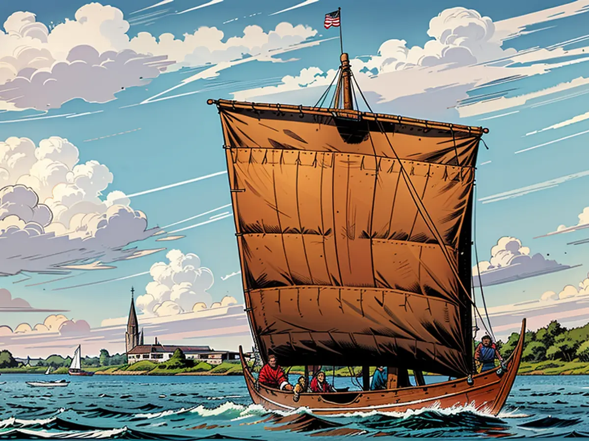 A Viking vessel overturns during its voyage to Norway, resulting in a female fatality.