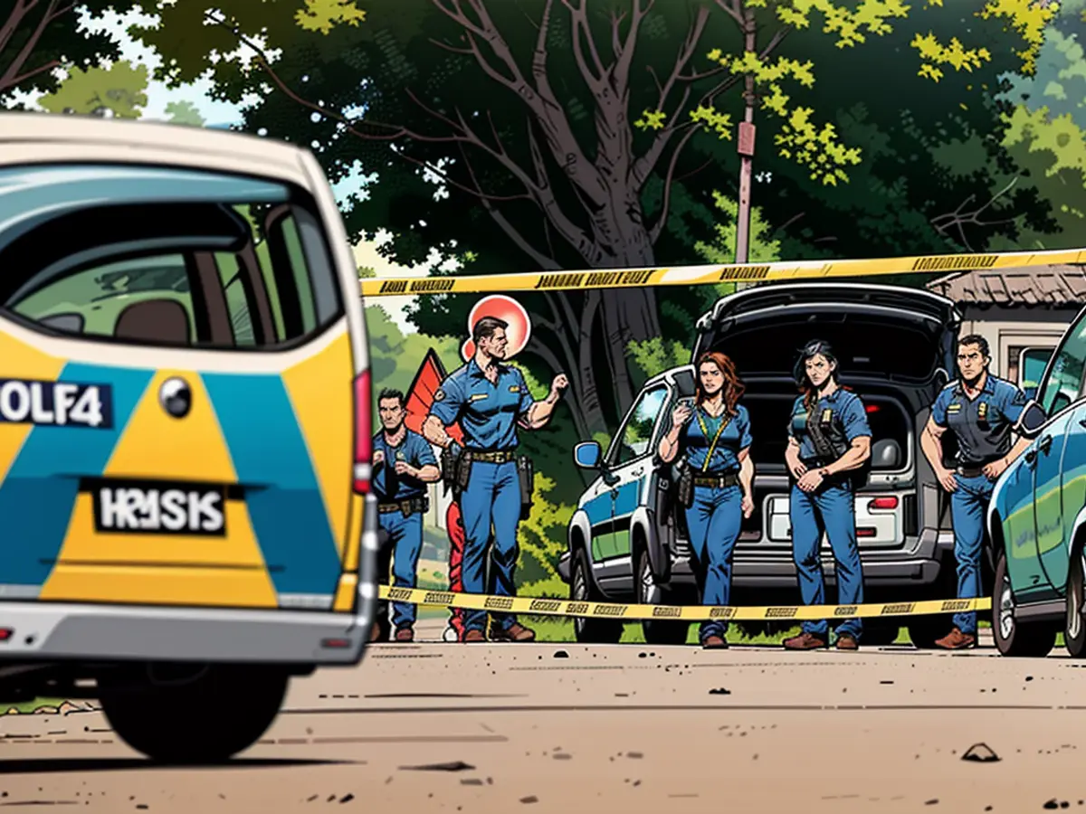 Law enforcers engage in gunfire against suspected individuals wielding knives.