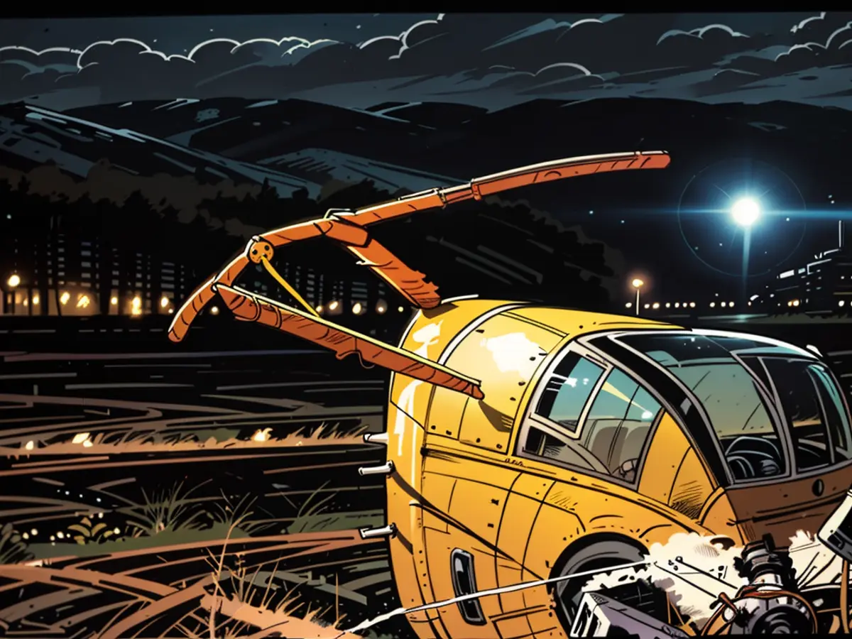 Aircraft meets unfortunate landing in open pasture, leaving pilot and copilot harmed.