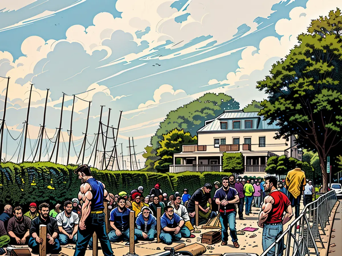 Demonstration against the mosque's shutdown during Friday religious services