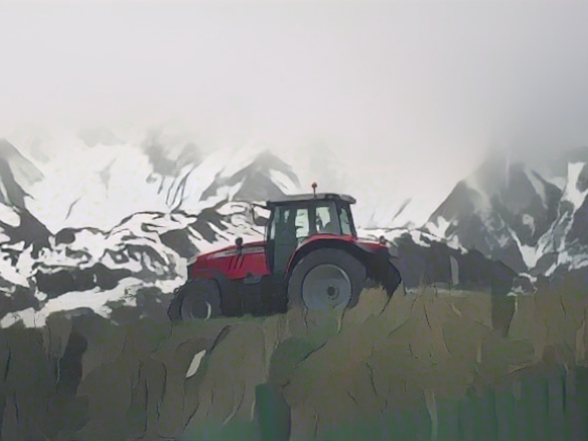 Mountain winter stalks closer