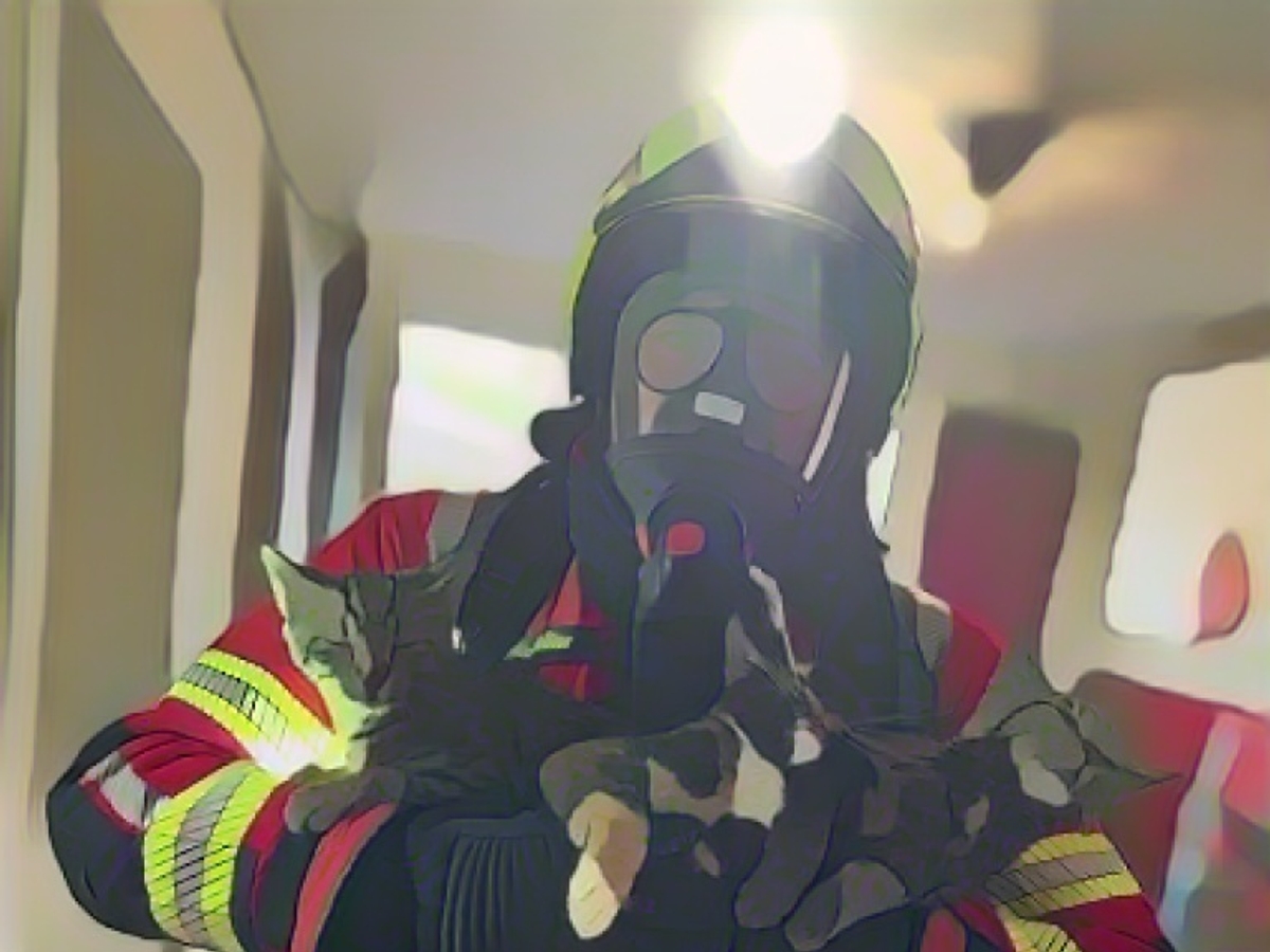 Fire department rescues kitten from suffocation