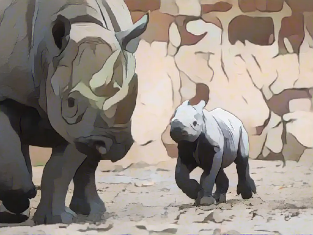 Animal birth filmed: Rhino born in English zoo