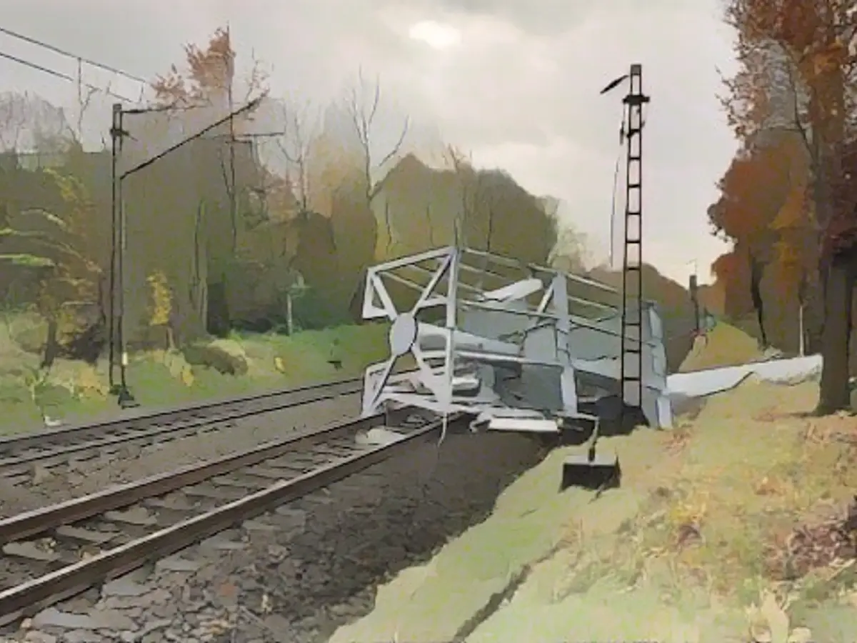 Radio mast shreds overhead line