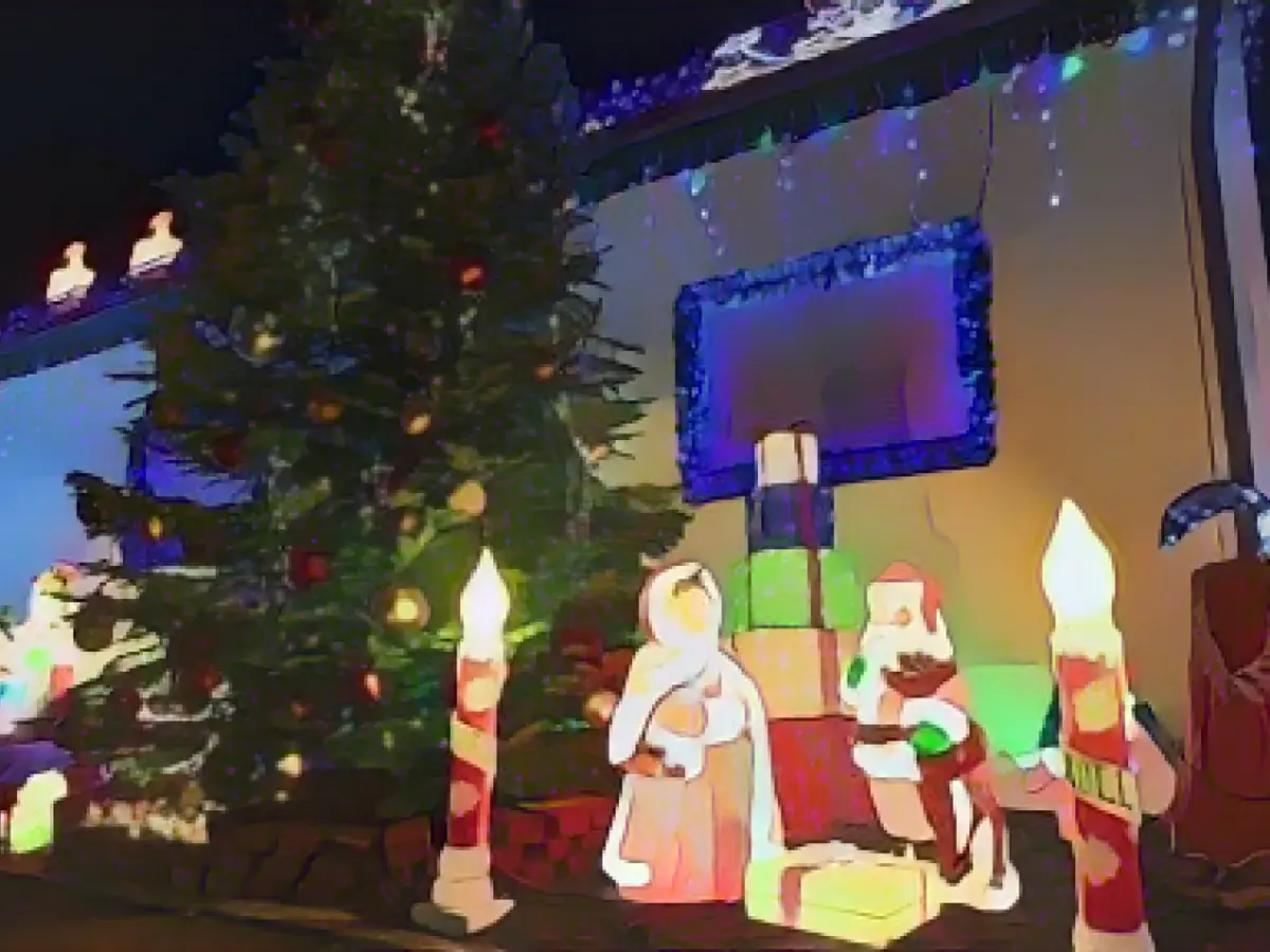 Christmas houses shine brightly