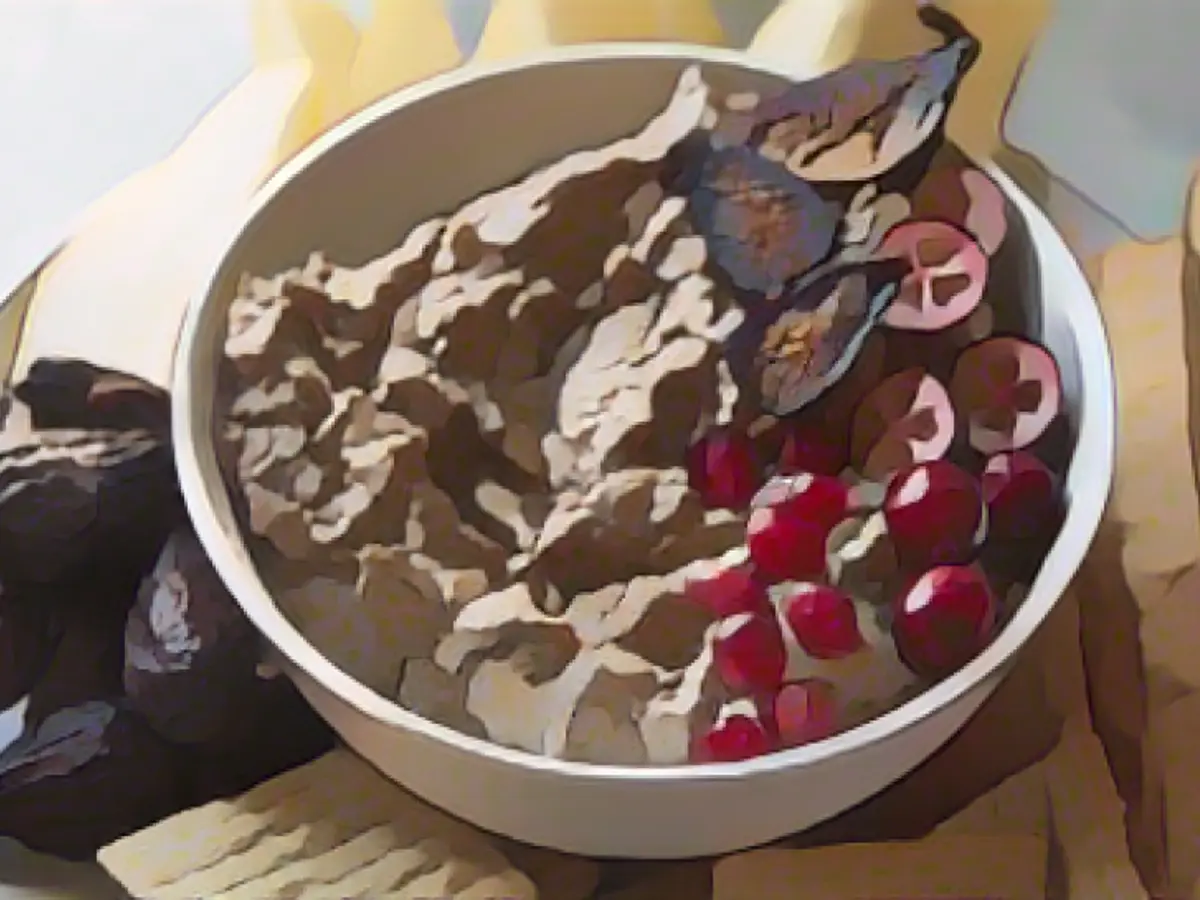 Cold cream cheese dipped cinnamon fig labneh