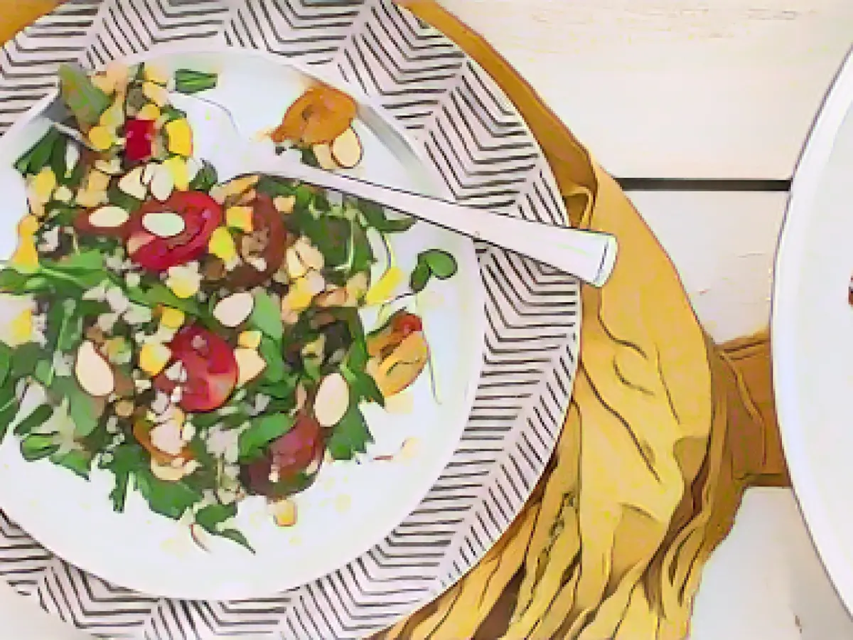 Summer vegetable and fonio salad made by Meikoji Temple