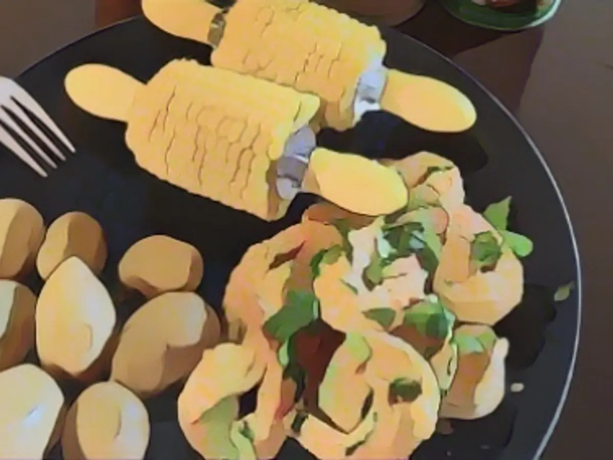 Cilantro Lime Shrimp with Boiled Potatoes and Corn on the Cob