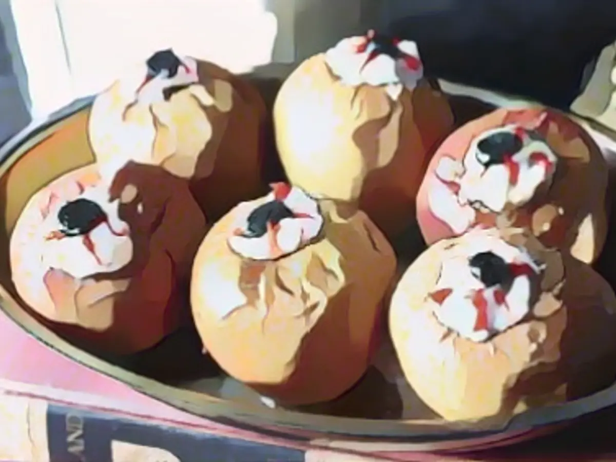 Baked stuffed apple eyeballs