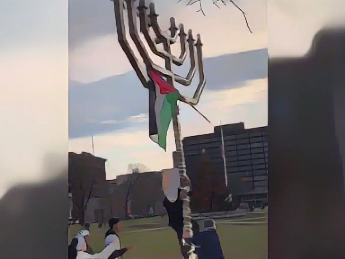 Yale University condemns flying Palestinian flag on menorah near campus