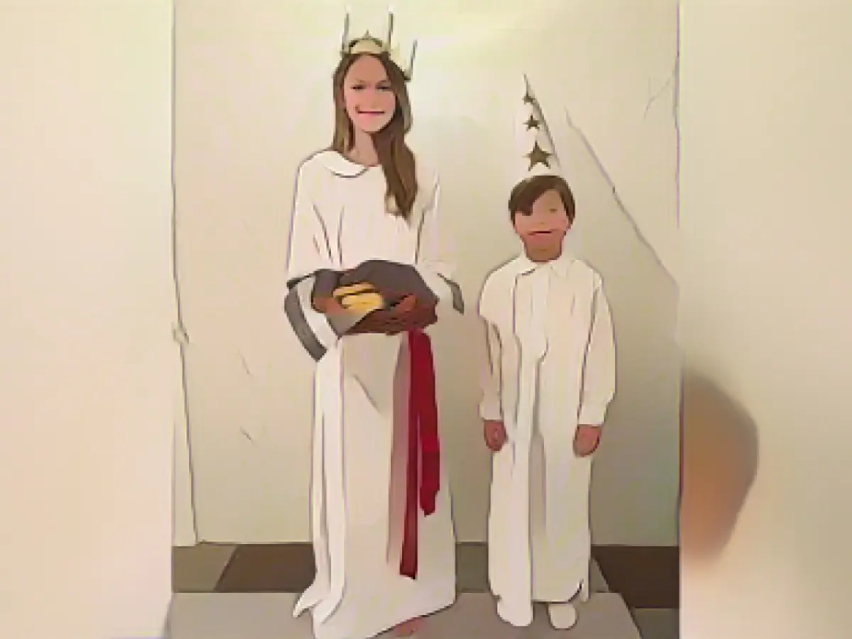 Traditional garb and cookies for St. Lucy's Day