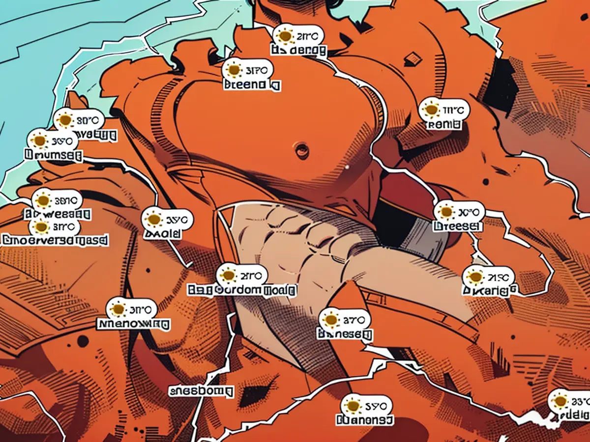 These chart representations indicate the locations anticipated for extreme heat.