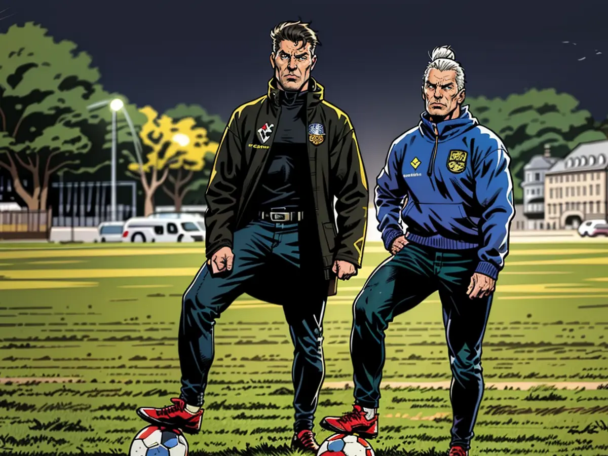 The soccer players from HSV transfer to Volkspark.