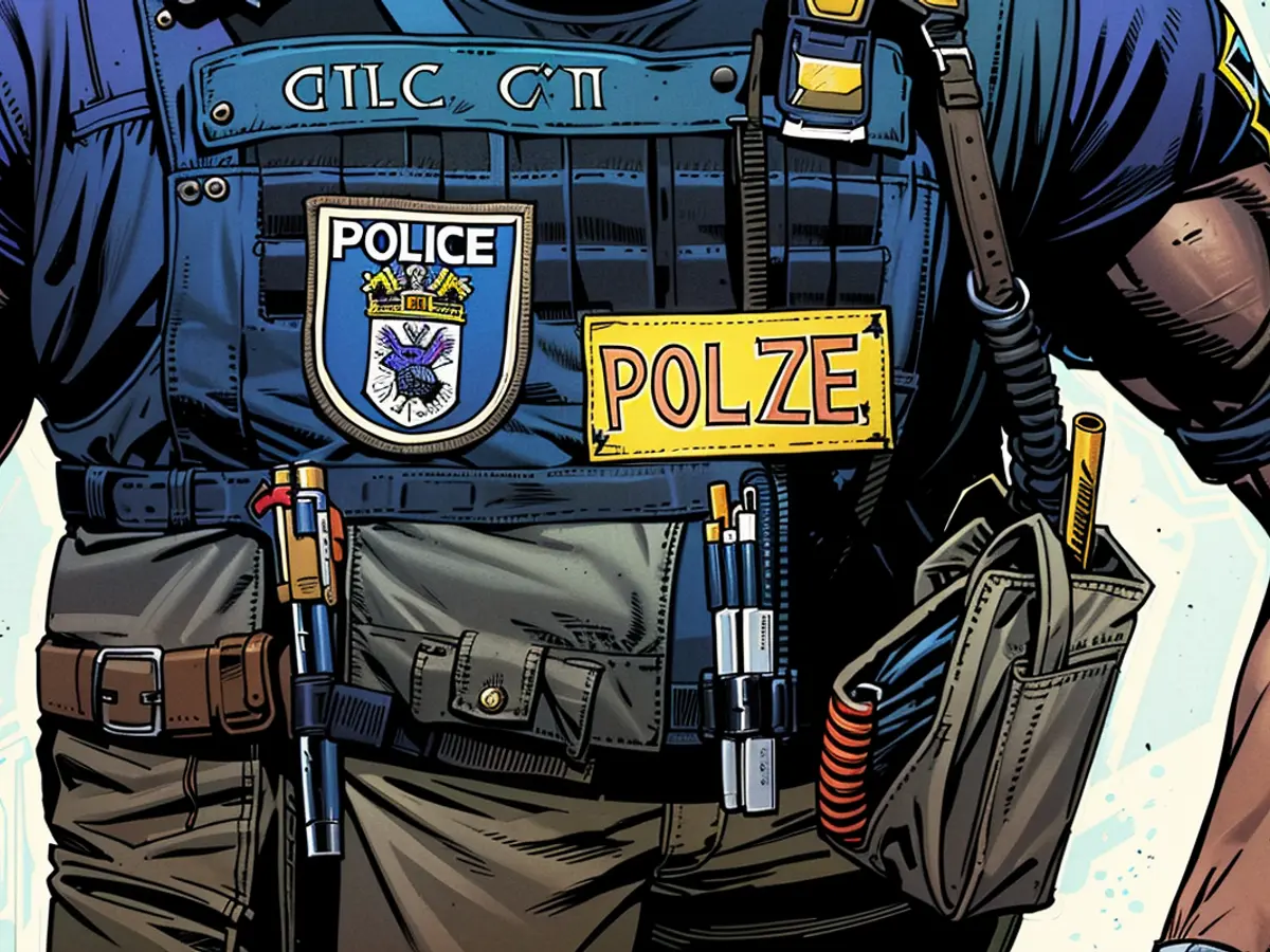 Officers shielding a suspected lawbreaker, numbering eleven in total.