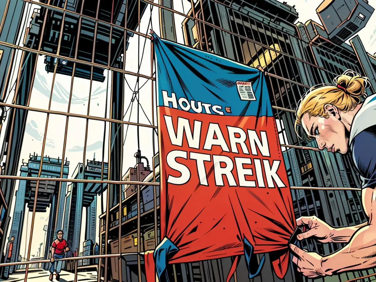 Dockworkers stage a protest in pursuit of a collective labor contract.