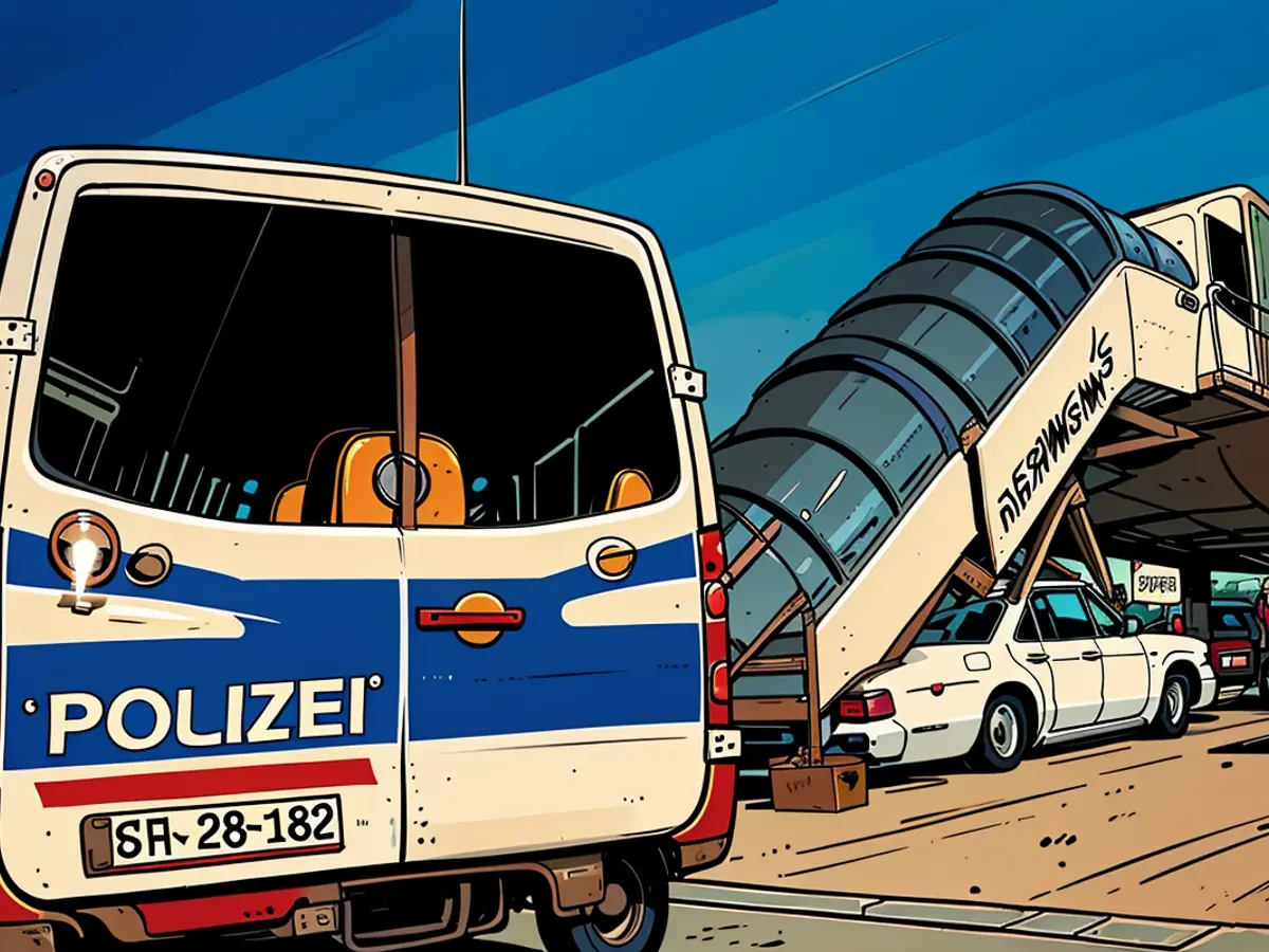 A lawbreaker from Rhineland-Palatinate boarding a removal plane