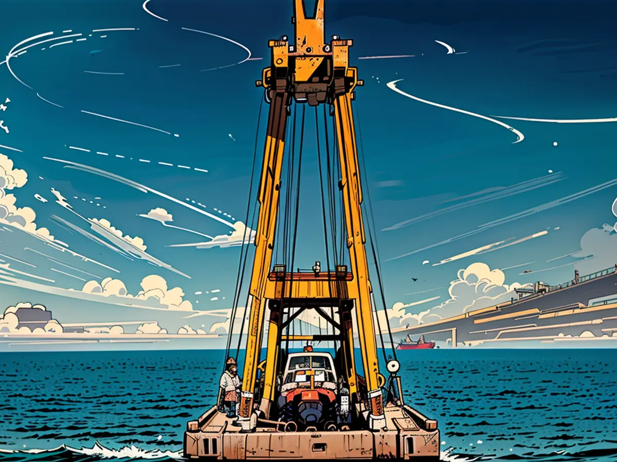 Crane hoists initial segment of the sunken vessel, Verity